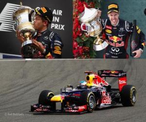 yapboz Sebastian Vettel Bahreyn Grand Prix (2012) zaferi kutluyor
